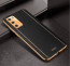 Vaku ® Samsung Galaxy F02s Vertical Leather Stitched Gold Electroplated Soft TPU Back Cover