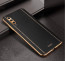 Vaku ® Samsung Galaxy A50S Vertical Leather Stitched Gold Electroplated Soft TPU Back Cover
