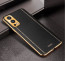 Vaku ® OnePlus Nord 2 Luxemberg Series Leather Stitched Gold Electroplated Soft TPU Back Cover