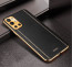 Vaku ® OnePlus 9R Luxemberg Series Leather Stitched Gold Electroplated Soft TPU Back Cover