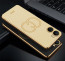 Vaku ® Vivo Y16 Skylar Leather Pattern Gold Electroplated Soft TPU Back Cover