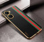 Vaku ® Vivo Y16 Felix Line Leather Stitched Gold Electroplated Soft TPU Back Cover Case