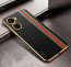 Vaku ® Vivo Y16 Felix Line Leather Stitched Gold Electroplated Soft TPU Back Cover Case