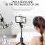 Vaku ® Aluminum Extendable Selfie Stick Tripod with Bluetooth Remote + Fill Light Compatible with iPhone 12/12Pro/ Max/11 Pro/11 -Black