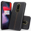 Vaku ® OnePlus 6 Lexza Series Double Stitch Leather Shell with Metallic Camera Protection Back Cover