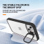 Vaku ® Apple iPhone 15 / 15 Plus Lens Flip Stand Holder Back Cover Case with Free Lens Protector