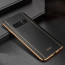 VAKU ® Samsung Galaxy Note 8 Vertical Leather Stitched Gold Electroplated Soft TPU Back Cover