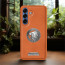 Vaku ® Samsung Galaxy S25 Plus Regal Shield Metal Lion Engraved Leather Protective Back Cover