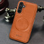 Vaku ® Samsung Galaxy A55 5G Maxtron Leather Stitched Magnetic Magsafe Non-Slip Grip Shockproof Back Cover