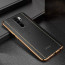 Vaku ® Xiaomi Redmi Note 8 Pro Vertical Leather Stitched Gold Electroplated Soft TPU Back Cover