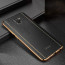 Vaku ® Samsung Galaxy A8 Plus Vertical Leather Stitched Gold Electroplated Soft TPU Back Cover