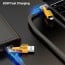 Vaku Luxos ® 4-in-1 65W Fast Charging Flat Nylon Braided Data Sync Cable With USB, Lightning, C-Type Ports