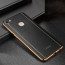 Vaku ® Vivo V7 Plus Vertical Leather Stitched Gold Electroplated Soft TPU Back Cover