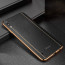 Vaku ® Samsung Galaxy M10 Vertical Leather Stitched Gold Electroplated Soft TPU Back Cover