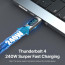 Vaku Luxos® CRUZE 1M 240W USB4 / Thunderbolt 4 Type C to Type C Data Cable with Intelligent Power Display, 40Gbps High-Speed Data Transfer, Upto 8K@60Hz Type C Monitor Compatible with iPhone 16, 15, Galaxy S25, S24, S23, Tablet, Laptop, eGPU