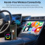 Vaku Luxos® AUTOGLIDE Wireless Apple CarPlay & Android Auto Adapter Video Streaming YouTube, Netflix, GPS Navigation, Backup Camera & TF Card Playback for All Cars