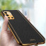 Vaku ® OnePlus 9R Luxemberg Series Leather Stitched Gold Electroplated Soft TPU Back Cover