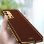 Vaku ® OnePlus 9R Luxemberg Series Leather Stitched Gold Electroplated Soft TPU Back Cover
