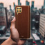 Vaku ® Samsung Galaxy M53 5G Luxemberg Series Leather Stitched Gold Electroplated Soft TPU Back Cover