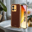 Vaku ® Vivo V25 Luxemberg Series Leather Stitched Gold Electroplated Soft TPU Back Cover