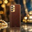 Vaku ® Samsung Galaxy A73 5G Luxemberg Series Leather Stitched Gold Electroplated Soft TPU Back Cover