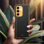 Vaku ® Samsung Galaxy S23 Luxemberg Series Leather Stitched Gold Electroplated Soft TPU Back Cover