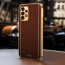 Vaku ® Samsung Galaxy A73 5G Luxemberg Series Leather Stitched Gold Electroplated Soft TPU Back Cover