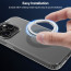 Vaku Luxos ® 2In1 Combo Apple iPhone 15 Pro Max Glassy Series Clear TPU Shockproof Back Cover with Magnetic Alloy Ring Metal Kickstand