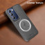 Vaku ® Vivo Y100 4G Astrid Luxury PU Leather Electroplated Magnetic Magsafe Shockproof Bumper Protective Back Cover