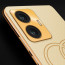 Vaku ® Vivo T1 4G Skylar Leather Pattern Gold Electroplated Soft TPU Back Cover