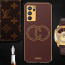 Vaku ® Oppo Reno6 5G Skylar Leather Pattern Gold Electroplated Soft TPU Back Cover