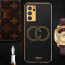 Vaku ® Oppo Reno6 5G Skylar Leather Pattern Gold Electroplated Soft TPU Back Cover