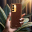Vaku ® Samsung Galaxy S23 Luxemberg Series Leather Stitched Gold Electroplated Soft TPU Back Cover