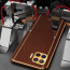 Vaku ® Oppo F17 Pro Luxemberg Series Leather Stitched Gold Electroplated Soft TPU Back Cover