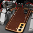Vaku ® Samsung Galaxy S22 Plus Luxemberg Series Leather Stitched Gold Electroplated Soft TPU Back Cover