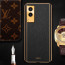 Vaku ® Vivo V21e 5G Luxemberg Series Leather Stitched Gold Electroplated Soft TPU Back Cover