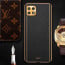 Vaku ® Samsung Galaxy A22 5G Luxemberg Series Leather Stitched Gold Electroplated Soft TPU Back Cover