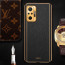 Vaku ® Redmi Note 10 Pro Luxemberg Series Leather Stitched Gold Electroplated Soft TPU Back Cover