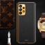 Vaku ® Samsung Galaxy A33 5G Luxemberg Leather Stitched Gold Electroplated Soft TPU Back Cover