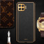 Vaku ® Oppo F17 Pro Luxemberg Series Leather Stitched Gold Electroplated Soft TPU Back Cover