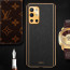 Vaku ® OnePlus 9R Luxemberg Series Leather Stitched Gold Electroplated Soft TPU Back Cover