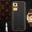 Vaku ® Vivo Y73 Luxemberg Series Leather Stitched Gold Electroplated Soft TPU Back Cover