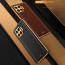 Vaku ® Oppo F17 Pro Luxemberg Series Leather Stitched Gold Electroplated Soft TPU Back Cover