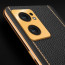 Vaku ® Oppo Reno7 5G Luxemberg Series Leather Stitched Gold Electroplated Soft TPU Back Cover