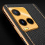 Vaku ® Vivo Y21G  Luxemberg Series Leather Stitched Gold Electroplated Soft TPU Back Cover