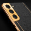 Vaku ® Samsung Galaxy S22 Plus Luxemberg Series Leather Stitched Gold Electroplated Soft TPU Back Cover