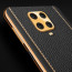 Vaku ® Redmi Note 9 Pro Luxemberg Series Leather Stitched Gold Electroplated Soft TPU Back Cover
