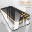 Vaku ® 2In1 Combo Oppo F17 Pro Luxemberg Leather Stitched Gold Electroplated Case with 9H Shatterproof Tempered Glass