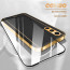 Vaku ® 2In1 Combo OnePlus Nord CE Luxemberg Leather Stitched Gold Electroplated Case with 9H Shatterproof Tempered Glass
