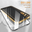 Vaku ® 2In1 Combo OnePlus Nord Luxemberg Leather Stitched Gold Electroplated Case with 9H Shatterproof Tempered Glass